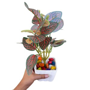 Artificial Leaf Plant with Pot Realistic Faux Greenery Home Office Decor Indoor Outdoor