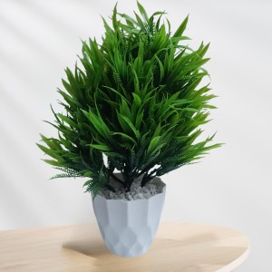 Hitech Sales Artificial Bamboo Leaves Bunch with Plastic Pot (30 x 24 cm) Color - Green