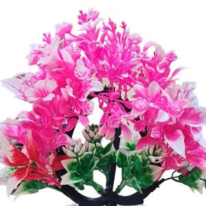 HiTechMart Artificial Pink & Green Decorative Plant with Vase – Lifelike Faux Floral Arrangement for Home, Office, Desk, Table, and Indoor Decor – Maintenance-Free Elegant Artificial Flower Pot