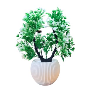 HiTechMart Artificial Heart-Shaped Green Plant in Vase – Lifelike Faux Bonsai Tree for Home Décor, Office, Living Room, Table Centerpiece, and Gift – Elegant & Maintenance-Free