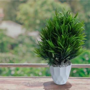 Hitech Sales Artificial Bamboo Leaves Bunch with Plastic Pot (30 x 24 cm) Color - Green