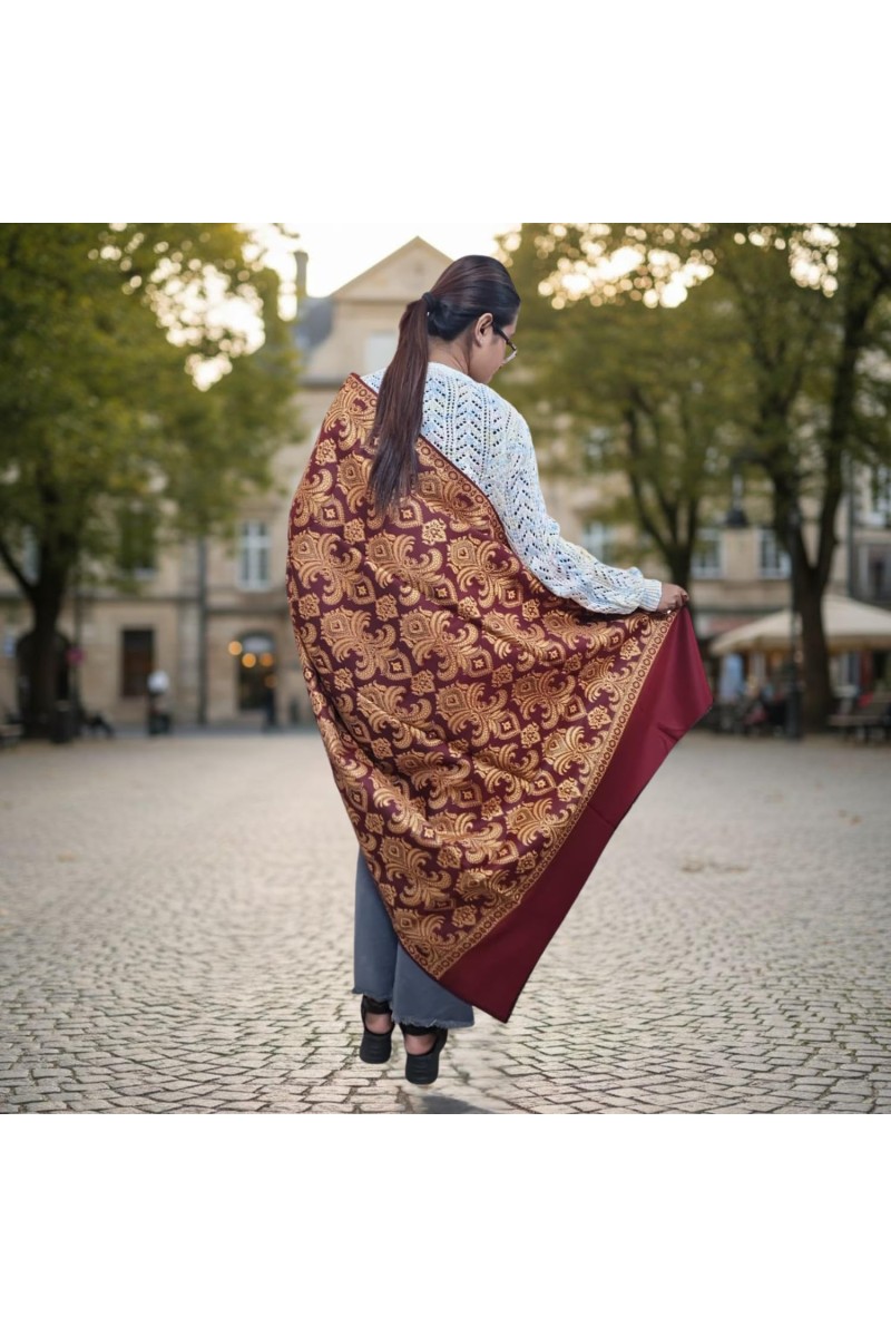 Women’s Traditional Shawl | Soft & Warm Winter Wrap Stole | Elegant Ethnic Design for Casual | Fashion Shawl for Women (Maroon)