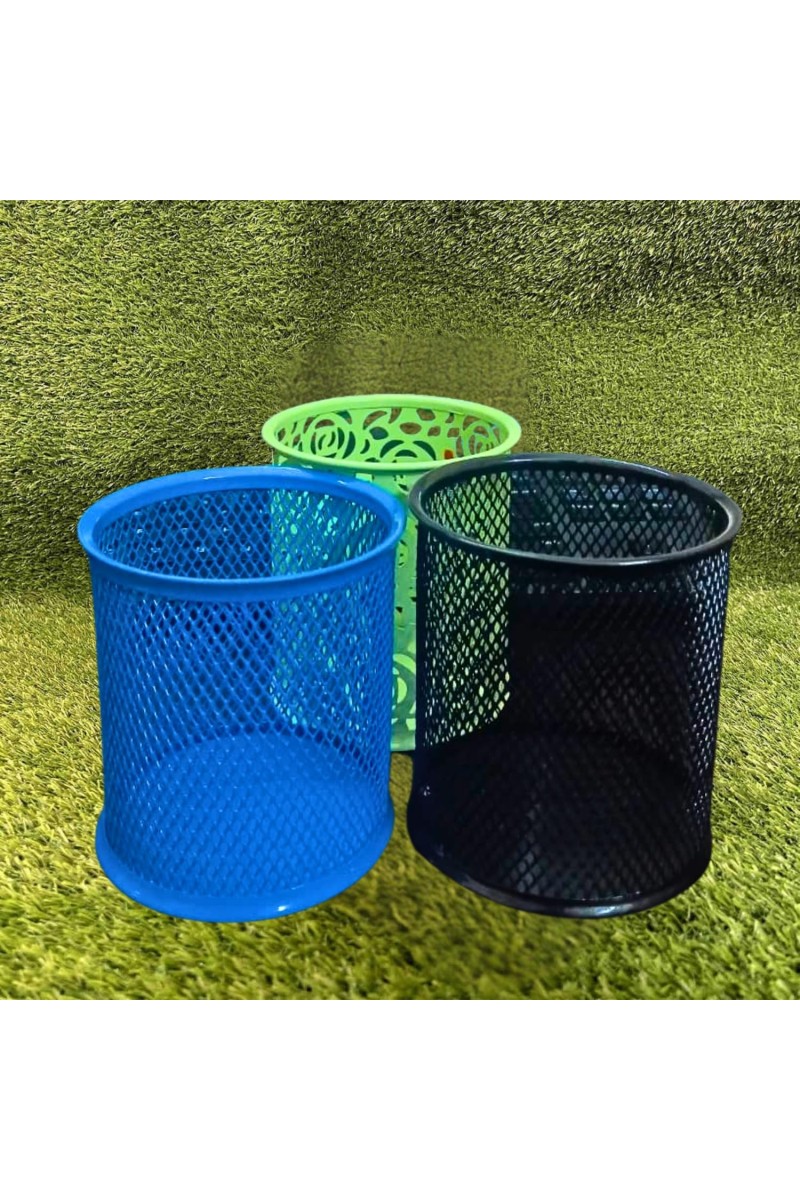 Mesh Metal Pen Stand/Pencil Holder for Office Desk | Multipurpose Stationery Organizer for Pens, Pencils, Markers & Tools (Multicolor) (Set of 3) (Multicolor)
