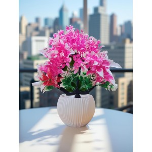 HiTechMart Artificial Pink & Green Decorative Plant with Vase – Lifelike Faux Floral Arrangement for Home, Office, Desk, Table, and Indoor Decor – Maintenance-Free Elegant Artificial Flower Pot