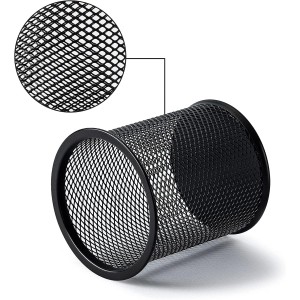 Black Round Mesh Pen Stand Pencil Holder pack of 1 I Desk Organizer for Office, Study & Home (Black)