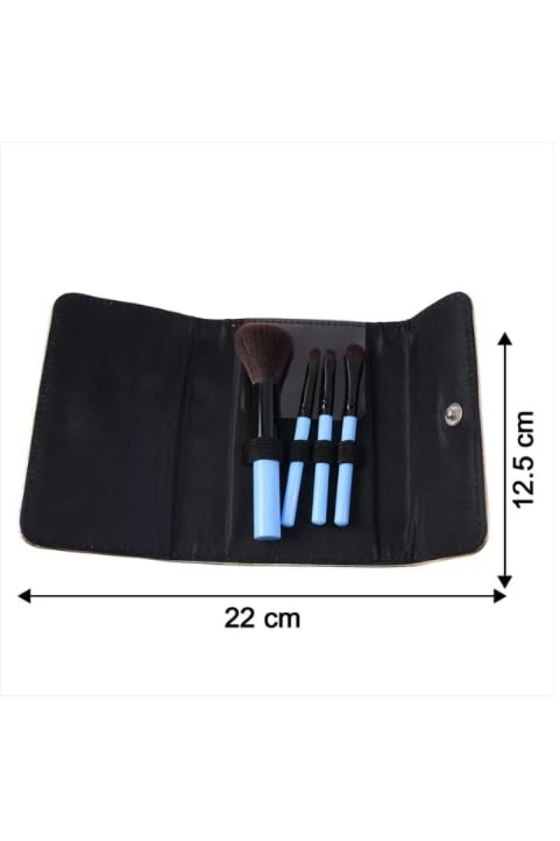 4-in-1 Professional Makeup Brush Set with Premium Storage Pouch | Soft Bristle Face & Eye Makeup Brushes for Foundation, Blush, Eyeshadow & Blending | Portable Cosmetic Brush Kit for Women.