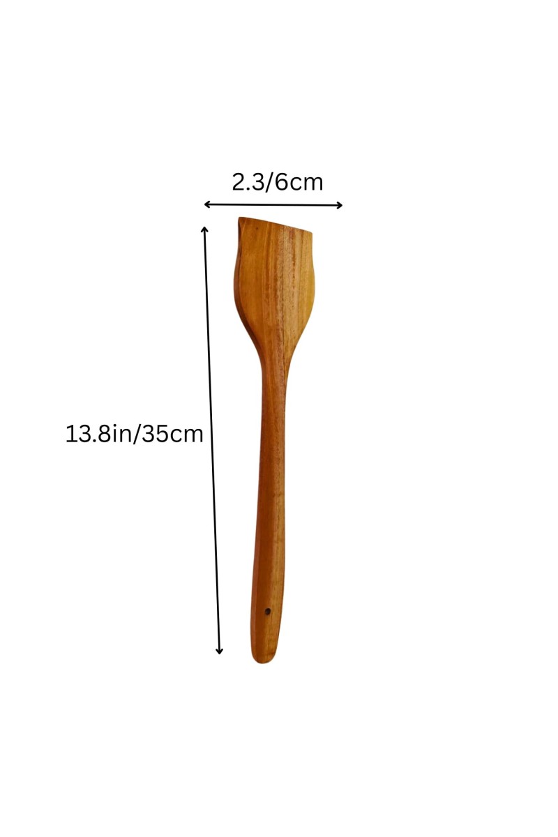 Wood Chapati Turner Spatula | Handmade Wooden Cooking Spoon for Roti, Dosa & Non-Stick Cookware | Natural Kitchen Utensil with Long Handle