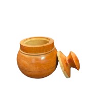 Handcrafted Wooden Jar with Lid | Multipurpose Storage Container for Kitchen, Sugar, salt,dry fruits & Home DÃ©coration (Pack of 2)