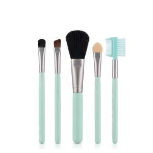 Makeup Brush Set of 5 â€“ Professional Face & Eye Brushes Kit with Soft Bristles | Foundation, Blush, Eyeshadow & Eyebrow Brushes | Lightweight Blue Handle Cosmetic Tools (3 Colors may vary)