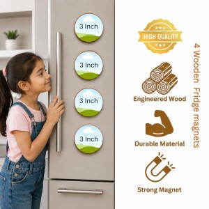 Monkey, Deer, Goat, and Bull. Fridge Magnets 4 Piece Set | 3 Inch Round Wall Fridge Decor (F22883)