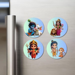 Krishna, Durga, Rama, and Hanuman. Fridge Magnets 4 Piece Set | 3 Inch Round Wall Fridge Decor (F22802) Krishna, Durga, Rama, and Hanuman. Fridge Magnets 4 Piece Set | 3 Inch Round Wall Fridge Decor (F22802)
