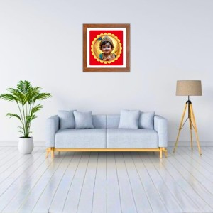 Baby Krishna Digital Photo In Square Frame, Size 12x12 Inch | Hindu Religious Picture For Home Temple, Office & Gift | Wall Art & Pooja Decor (F10577)