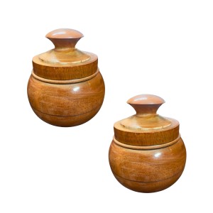Handcrafted Wooden Jar with Lid | Multipurpose Storage Container for Kitchen, Sugar, salt,dry fruits & Home DÃ©coration (Pack of 2)