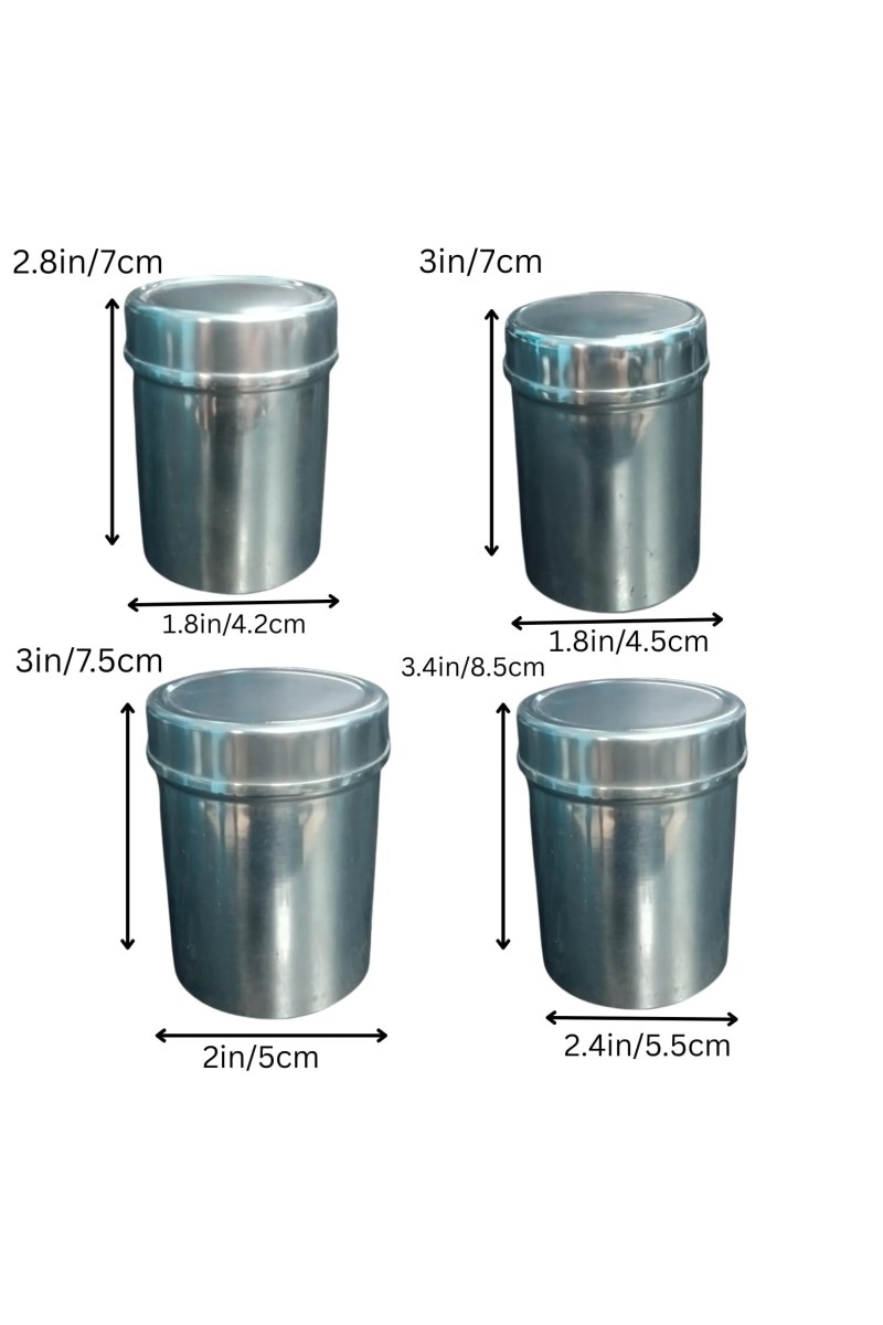Stainless Steel Tea Canister Set of 4 | Airtight Storage Container for Tea, Coffee & Sugar | Durable Rust-Resistant Kitchen Storage Jars with Lid