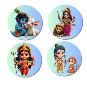 Krishna, Durga, Rama, and Hanuman. Fridge Magnets 4 Piece Set | 3 Inch Round Wall Fridge Decor (F22802) Krishna, Durga, Rama, and Hanuman. Fridge Magnets 4 Piece Set | 3 Inch Round Wall Fridge Decor (F22802)