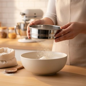 Stainless Steel Fine Mesh Atta Chalni Sieve Set (2 Piece) | Multipurpose Flour Sifter & Kitchen Strainer for Atta, Maida, Suji, Rice Flour & Baking Use