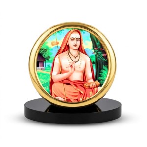 Car Desk/Table Top Aadhi Shankaracharya Metal Golden Photo Stand 2x2 Inches, Compact & Stylish Spiritual Display for Car, Home & Office (Pack of 1) (F18567)