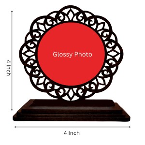 Car Desk/Table Top Lord Krishna Wooden Showpiece 3x4 Inches, Compact & Stylish Spiritual Display for Car, Home & Office (Pack of 1) (F19792)