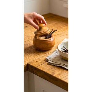 Handcrafted Wooden Jar with Lid | Multipurpose Storage Container for Kitchen, Sugar, salt,dry fruits & Home DÃ©coration (Pack of 2)