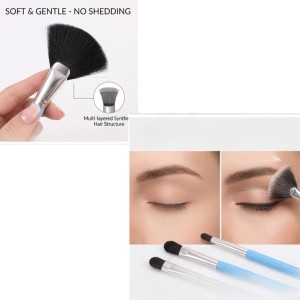 Makeup Brush Set of 5 â€“ Professional Face & Eye Brushes Kit with Soft Bristles | Foundation, Blush, Eyeshadow & Eyebrow Brushes | Lightweight Blue Handle Cosmetic Tools (3 Colors may vary)