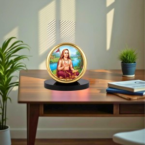 Car Desk/Table Top Aadhi Shankarcharya Metal Golden Photo Stand 2x2 Inches, Compact & Stylish Spiritual Display for Car, Home & Office (Pack of 1) (F18687)