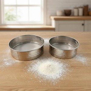Stainless Steel Fine Mesh Atta Chalni Sieve Set (2 Piece) | Multipurpose Flour Sifter & Kitchen Strainer for Atta, Maida, Suji, Rice Flour & Baking Use