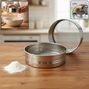 Stainless Steel Fine Mesh Atta Chalni Sieve Set (2 Piece) | Multipurpose Flour Sifter & Kitchen Strainer for Atta, Maida, Suji, Rice Flour & Baking Use