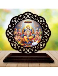 Car Desk/Table Top Lord Bramha Wooden Showpiece 3x4 Inches, Compact & Stylish Spiritual Display for Car, Home & Office (Pack of 1) (F19690)