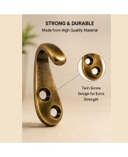 Metal Golden Wall Hook for Home Organization |Wall Mounted Hooks for Clothes, Bags, Coats, Hats, Keys & Towels | Curtain Holdback Hooks | Includes 12 Screws | Pack of 6