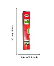 12 Inch Spirit Level Tool with 3 Bubble Vials & Built-in Measuring Scale | Heavy Duty Magnetic Level for Horizontal, Vertical & 45&deg; Angle Measurement | Ideal for Construction, Carpentry & DIY Projects