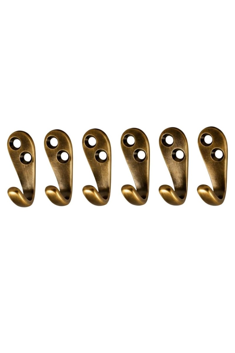 Metal Golden Wall Hook for Home Organization |Wall Mounted Hooks for Clothes, Bags, Coats, Hats, Keys & Towels | Curtain Holdback Hooks | Includes 12 Screws | Pack of 6