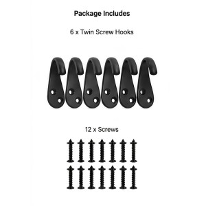 Black Metal Wall Hooks |Wall Mount Hooks for Clothes, Bags, Coats, Hats, Keys & Towels | Rust Resistant Curtain Holdback Hooks for Bathroom, Bedroom, Kitchen & Office | Includes 12 Screws | Pack of 6 Black Metal Wall Hooks |Wall Mount Hooks for Clothes, Bags, Coats, Hats, Keys & Towels | Rust Resistant Curtain Holdback Hooks for Bathroom, Bedroom, Kitchen & Office | Includes 12 Screws | Pack of 6