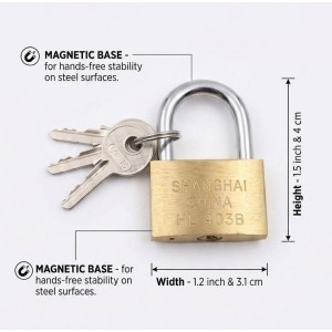 Brass Padlock with Keys | Heavy Duty Metal Security Lock for Doors, Gates, Cabinets, Lockers, Luggage & Storage | Durable Anti-Rust Safety Padlock with 3 Keys (Pack of 1)