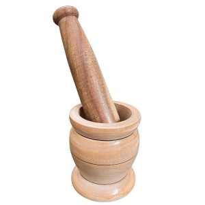 Wooden Mortar and Pestle Set (Ohkli Musal/Hamal Dista/Kharal/Khalbatta) 3.5X6.5 Inch â€“ Handcrafted Grinder for Spices & Herbs â€“ Traditional Kitchen Tool for Mixing and Grinding