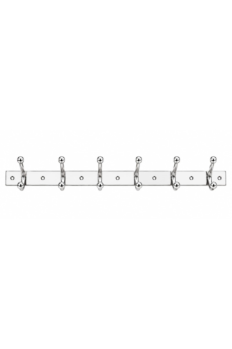 6 Hook Wall Mounted Coat & Towel Hanger Rack |Stainless Steel Clothes Hook Rail | Multipurpose Organizer for Bathroom, Kitchen, Bedroom & Entryway | Rust Resistant | Includes 5 Mounting Screws