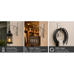 Heavy Duty Wall Mount Plant Hanger Hooks (Pack of 2) | Metal Hanging Basket Brackets for Flower Pots, Lanterns, Bird Feeders & Outdoor Garden Décor (Steel) Heavy Duty Wall Mount Plant Hanger Hooks (Pack of 2) | Metal Hanging Basket Brackets for Flower Pots, Lanterns, Bird Feeders & Outdoor Garden Décor (Steel)