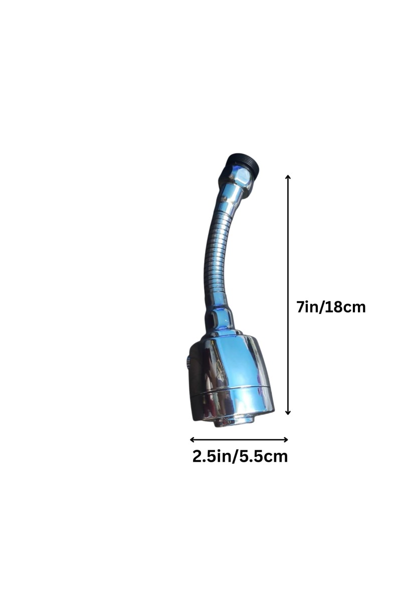 Turbo Flex 360Â° Flexible Faucet Sprayer Water Extender for Kitchen & Bathroom Tap, Stainless Steel Chrome Finish, Dual Spray Mode, Swivel Aerator Nozzle, Water Saving Faucet Attachment, Silver