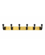 6-Hook Wall Mounted Coat Rack, Heavy Duty Metal Towel & Clothes Hanger with 3 Mounting Screws Included, Multipurpose Wall Hook for Entryway, Bathroom, Bedroom, Kitchen, Office â€“ Black & Gold