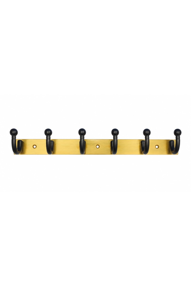 6-Hook Wall Mounted Coat Rack, Heavy Duty Metal Towel & Clothes Hanger with 3 Mounting Screws Included, Multipurpose Wall Hook for Entryway, Bathroom, Bedroom, Kitchen, Office â€“ Black & Gold