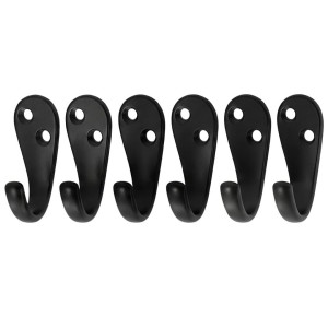 Black Metal Wall Hooks |Wall Mount Hooks for Clothes, Bags, Coats, Hats, Keys & Towels | Rust Resistant Curtain Holdback Hooks for Bathroom, Bedroom, Kitchen & Office | Includes 12 Screws | Pack of 6 Black Metal Wall Hooks |Wall Mount Hooks for Clothes, Bags, Coats, Hats, Keys & Towels | Rust Resistant Curtain Holdback Hooks for Bathroom, Bedroom, Kitchen & Office | Includes 12 Screws | Pack of 6