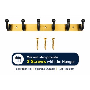 6-Hook Wall Mounted Coat Rack, Heavy Duty Metal Towel & Clothes Hanger with 3 Mounting Screws Included, Multipurpose Wall Hook for Entryway, Bathroom, Bedroom, Kitchen, Office – Black & Gold 6-Hook Wall Mounted Coat Rack, Heavy Duty Metal Towel & Clothes Hanger with 3 Mounting Screws Included, Multipurpose Wall Hook for Entryway, Bathroom, Bedroom, Kitchen, Office – Black & Gold