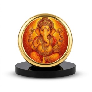 Car Dashboard/Table Top Lord Ganeshaa Metal Golden Photo Stand 2x2 Inches, Compact & Stylish Spiritual Display For Car, Home & Office (Pack Of 1) (F24779) Car Dashboard/Table Top Lord Ganeshaa Metal Golden Photo Stand 2x2 Inches, Compact & Stylish Spiritual Display For Car, Home & Office (Pack Of 1) (F24779)