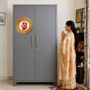 A. C. Bhaktivedanta Swami Prabhupada Fridge Magnet Wooden | Glossy Sublimation Print | 4x4 Inch | Strong Magnet Back | Decorative Magnet for Fridge, Almirah & Temple Decor (F23771)