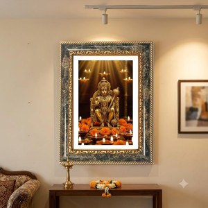 Lord Hanuman Decorative Photo Frame With White Mount | Premium Wall & Tabletop Picture Frame | Home, Office & Temple Decoration | 10x14 Inch (Pack Of 1) (F33227)