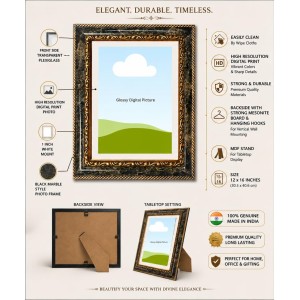 (Durga Parivar) And Lord Shiva Decorative Photo Frame With White Mount | Premium Wall & Tabletop Picture Frame | Home, Office & Temple Decoration | 12x16 Inch (Pack Of 1) (F31221)