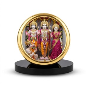 Car Dashboard/Table Top Lord Rama, Goddess Sita, Lakshmana, And Hanuman Metal Golden Photo Stand 2x2 Inches, Compact & Stylish Spiritual Display For Car, Home & Office (Pack Of 1) (F24728)