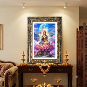 (Durga Parivar) And Lord Shiva Decorative Photo Frame With White Mount | Premium Wall & Tabletop Picture Frame | Home, Office & Temple Decoration | 12x16 Inch (Pack Of 1) (F31221)