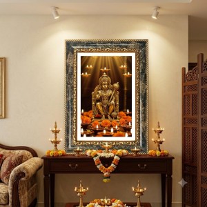 Lord Hanuman Decorative Photo Frame With White Mount | Premium Wall & Tabletop Picture Frame | Home, Office & Temple Decoration | 10x14 Inch (Pack Of 1) (F33227)