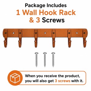 6-Hook Metal Wall Hook Rack with 3 Mounting Screws Included | Heavy Duty Wall Mounted Coat & Towel Hanger | Multipurpose Hook Rail for Clothes, Keys, Bags, Hats & Bathroom Accessories | Copper Finish 6-Hook Metal Wall Hook Rack with 3 Mounting Screws Included | Heavy Duty Wall Mounted Coat & Towel Hanger | Multipurpose Hook Rail for Clothes, Keys, Bags, Hats & Bathroom Accessories | Copper Finish