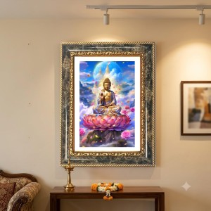 (Durga Parivar) And Lord Shiva Decorative Photo Frame With White Mount | Premium Wall & Tabletop Picture Frame | Home, Office & Temple Decoration | 12x16 Inch (Pack Of 1) (F31221)
